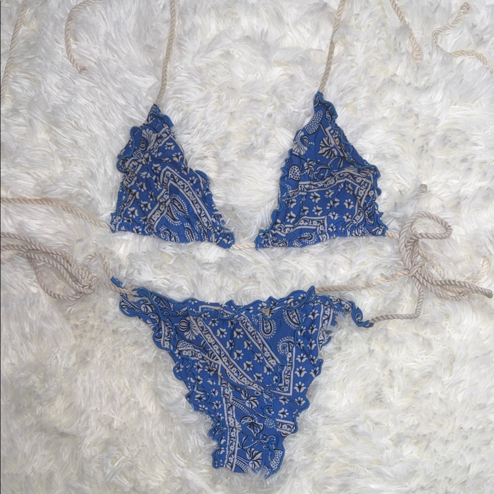 Brazilian Blue Paisley Bikini Set
